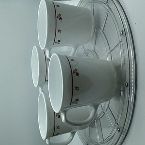 Vintage Corning Pyrex Corelle burgendy rose milk glass coffee ☕ cups mugs